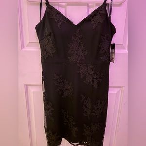 Women’s lace thin strap black lace dress